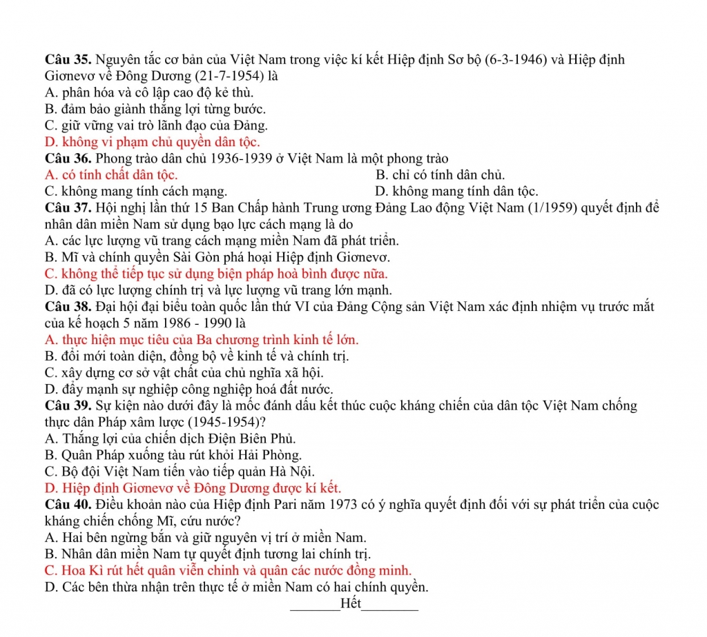 dap an de thi thu mon lich su thpt quoc gia 2018 truong thpt an my so gddt binh duong