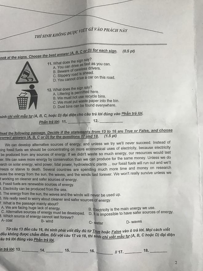 de thi va bai giai mon tieng anh vao lop 10 o sai gon