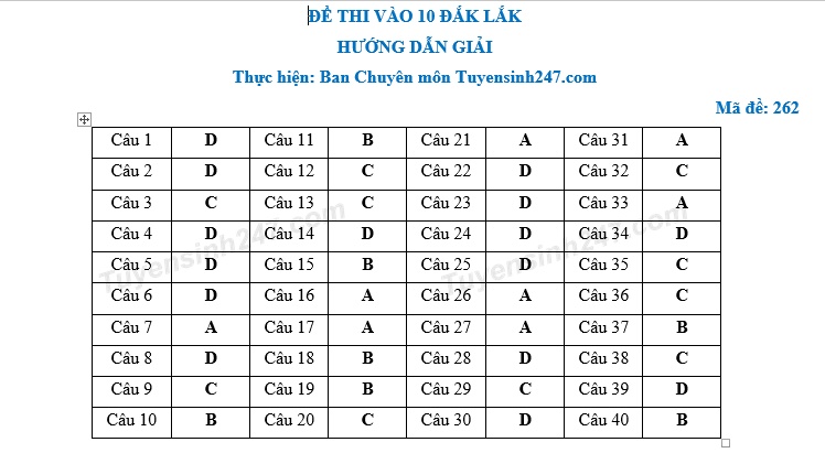 dap an de thi vao lop 10 mon tie ng anh so gddt dak lak nam 2018