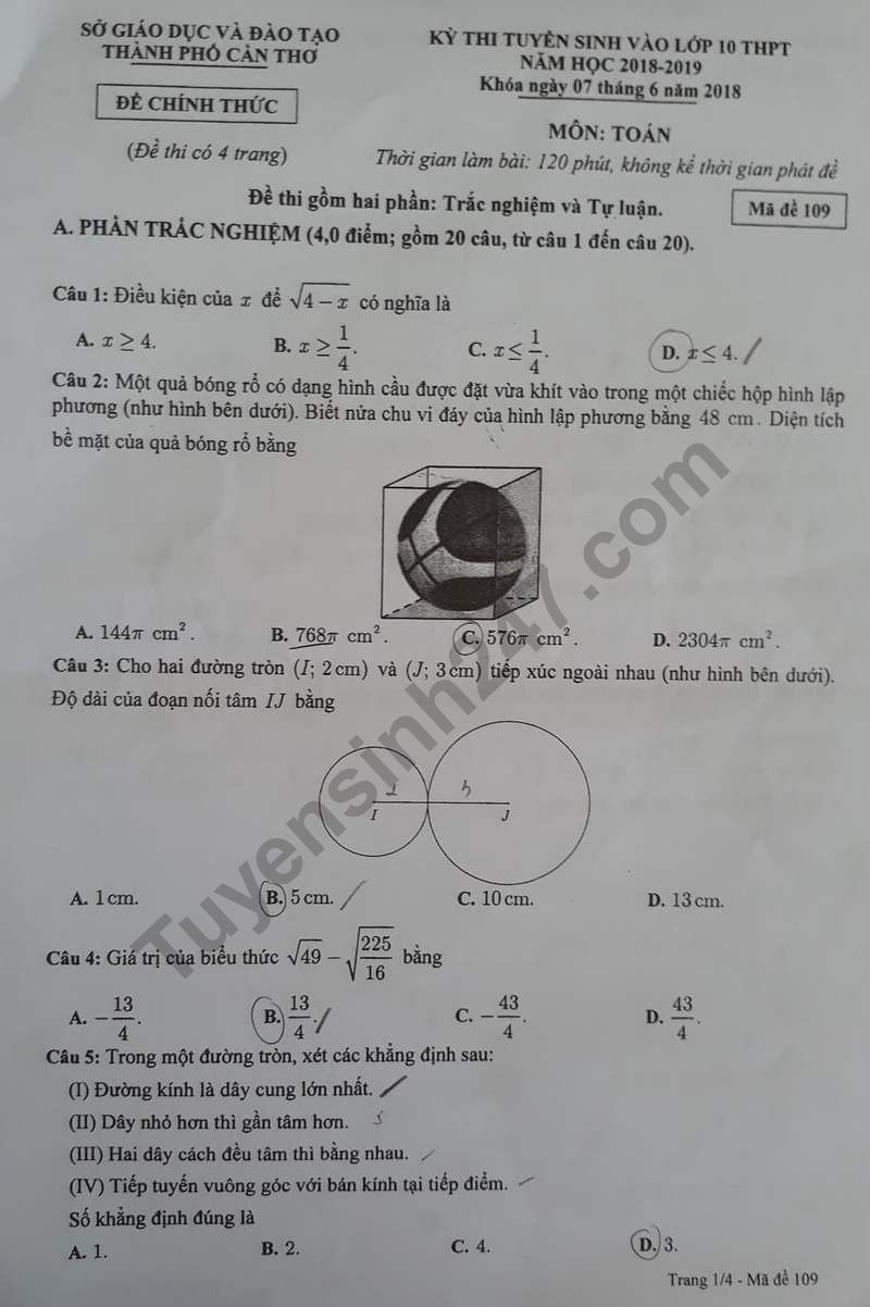 da p a n ki thi tuye n sinh lo p 10 mon toan so gddt ca n tho
