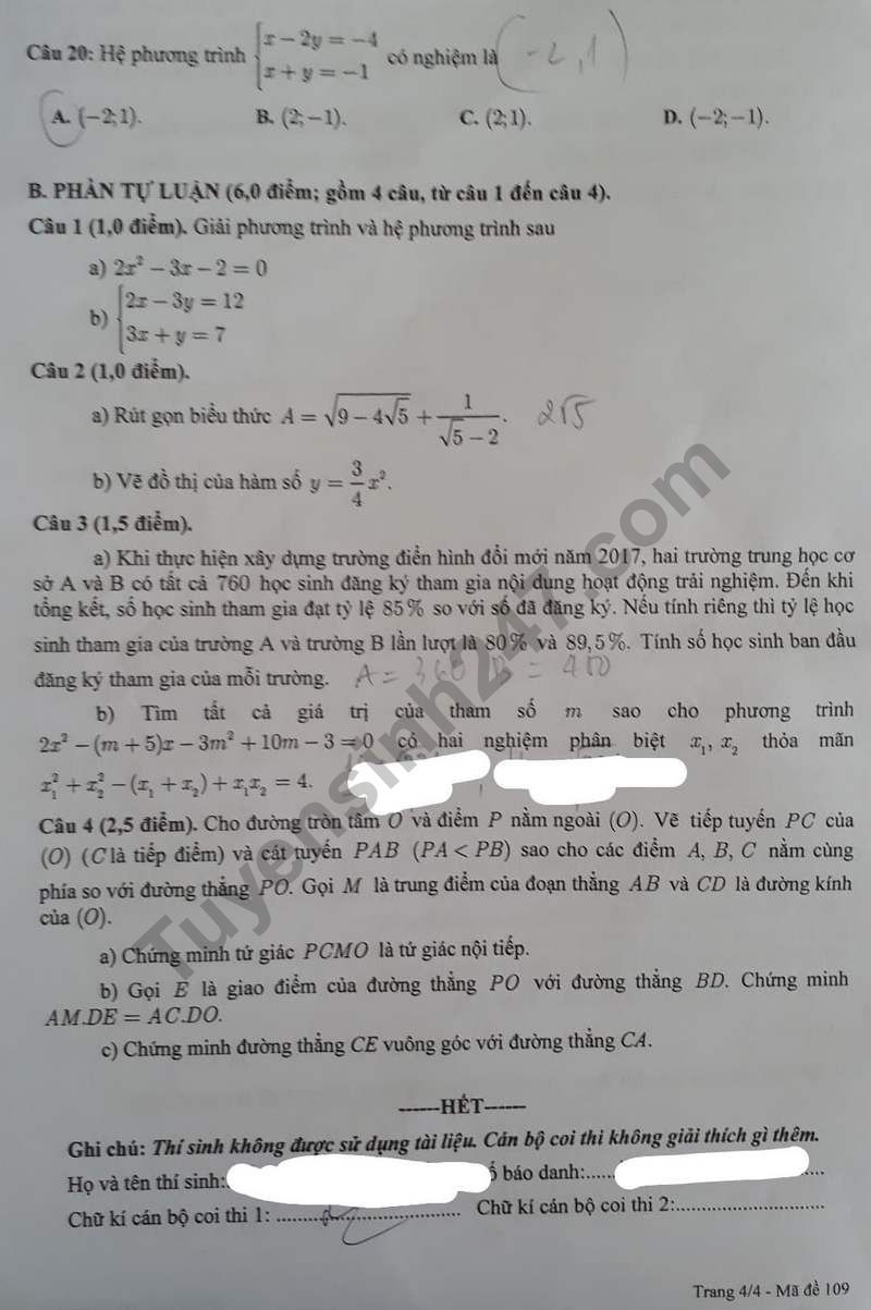 da p a n ki thi tuye n sinh lo p 10 mon toan so gddt ca n tho