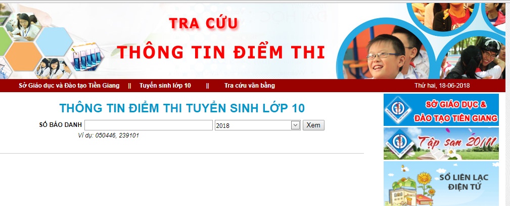tra cuu diem thi vao lop 10 so gddt tien giang nam 2018 2019
