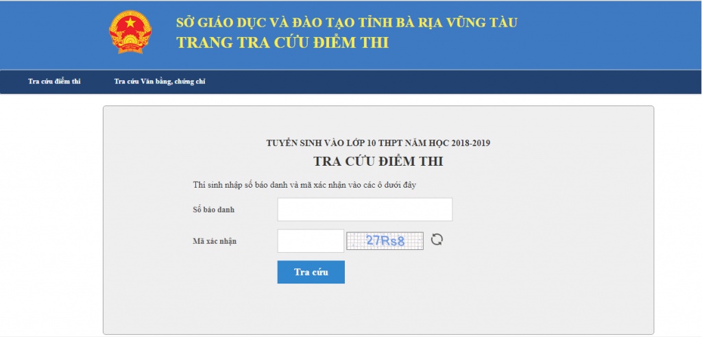 tra cuu diem thi vao lop 10 so gddt ba ria vung tau nam 2018