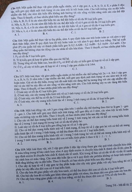 goi y da p a n de thi thpt quo c gia 2018 mon sinh ho c ma de 223