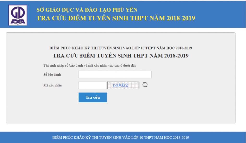 tra cuu diem thi sau phuc khao ky thi tuyen sinh vao lop 10 thpt nam hoc 2018 2019 phu yen