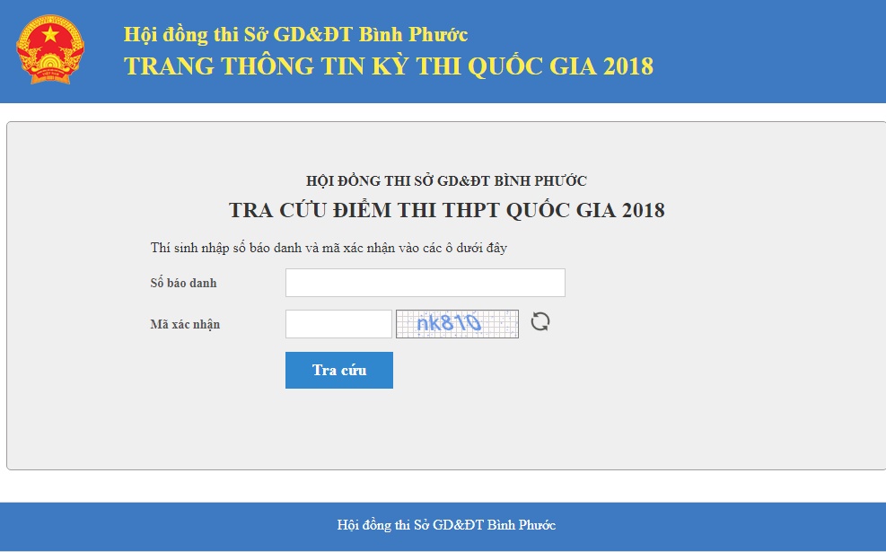 tra cuu diem thi thpt quoc gia 2018 tai binh phuoc chinh xac nhat