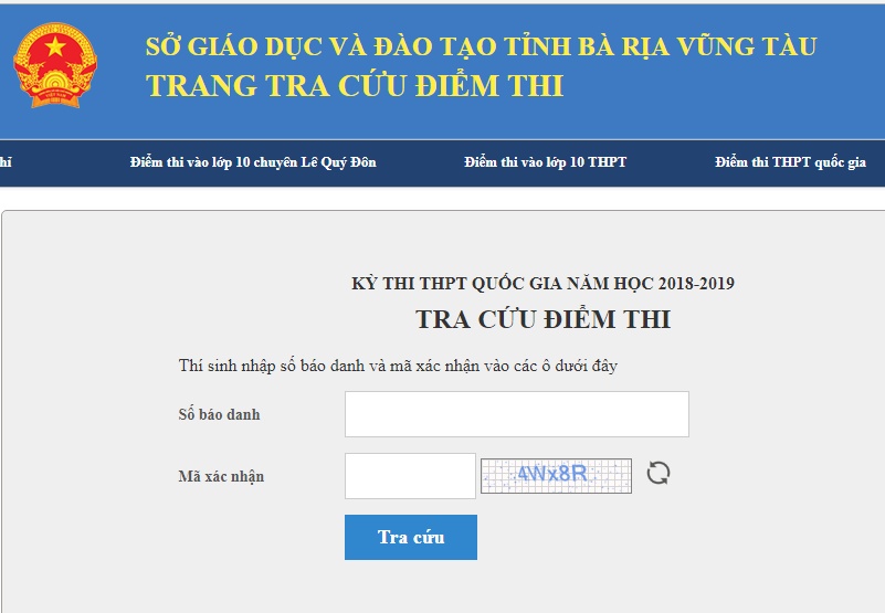 tra cuu diem thi thpt quoc gia 2018 tai ba ria vung tau chinh xac nhat