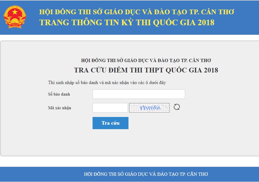 tra cuu diem thi thpt quoc gia 2018 tai can tho chinh xac nhat