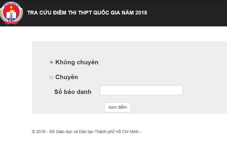 tra cuu diem thi thpt quoc gia 2018 tai tp hcm chinh xac nhat