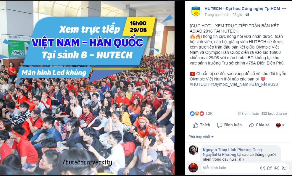 hang loat dai hoc tai tp hcm cho sinh vien xem tran u23 viet nam vs u23 han quoc