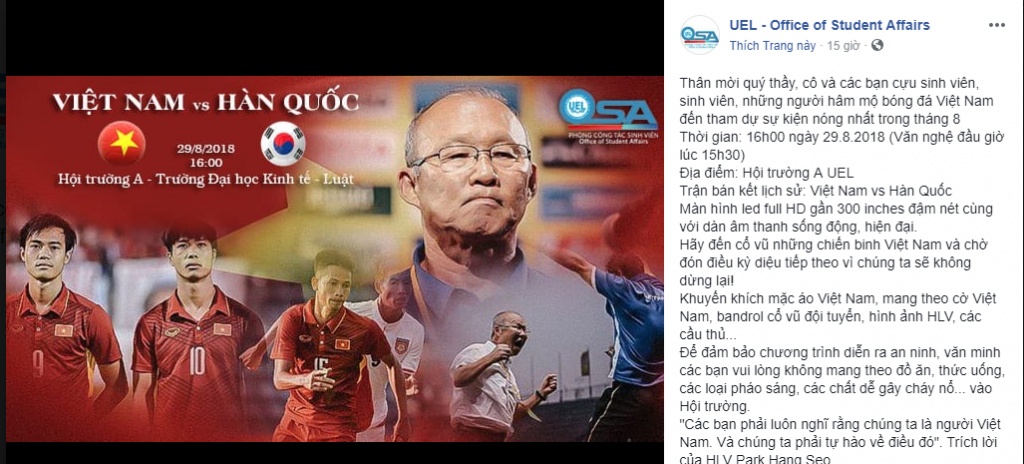 hang loat dai hoc tai tp hcm cho sinh vien xem tran u23 viet nam vs u23 han quoc