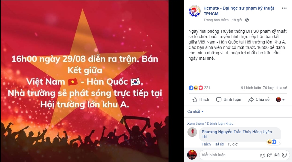 hang loat dai hoc tai tp hcm cho sinh vien xem tran u23 viet nam vs u23 han quoc