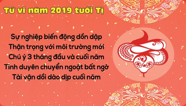 Tử vi năm 2019 tuổi Tị: Biến động dồn dập nhưng luôn có chuyển ngoặt bất ngờ tu vi nam 2019 tuoi ti bien dong don dap nhung luon co chuyen ngoat bat ngo