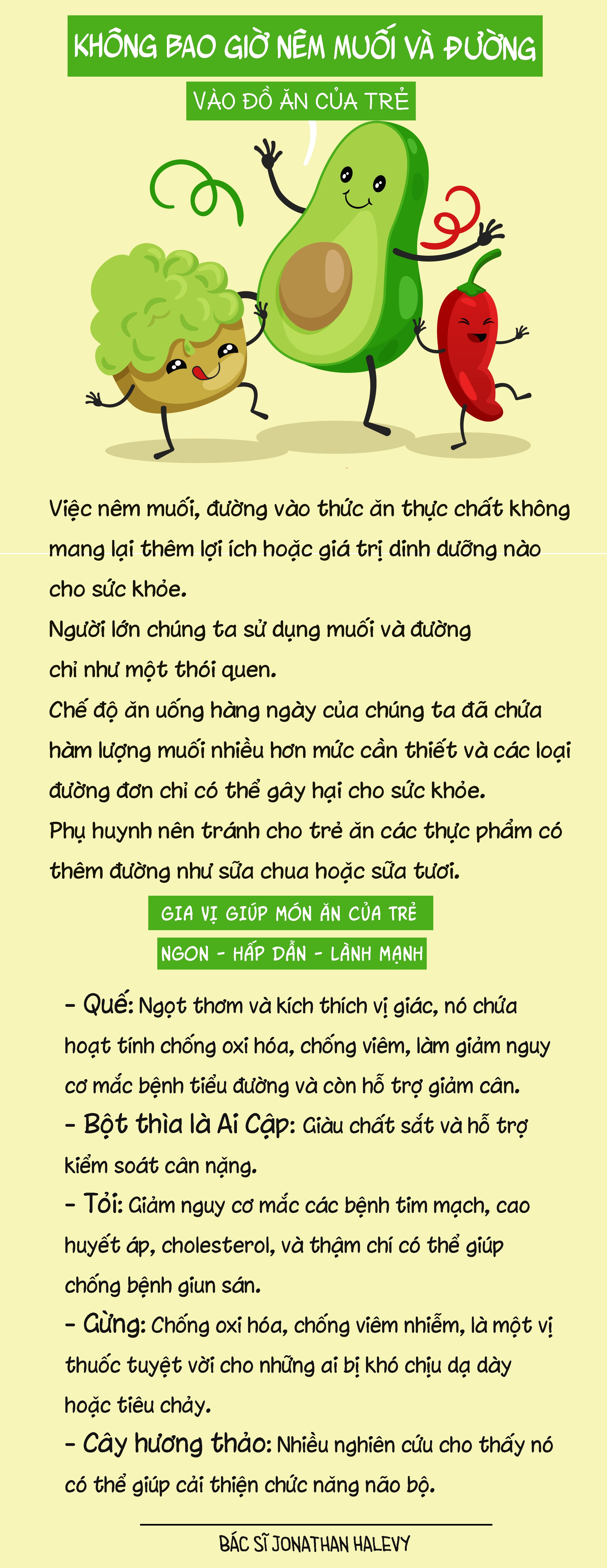 khong bao gio nem muoi va duong vao do an cua tre