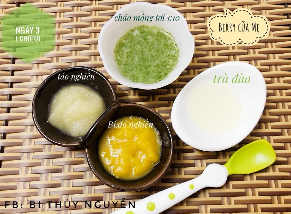 thuc don an dam kieu nhat 30 ngay dau cua em be 6 thang tuoi