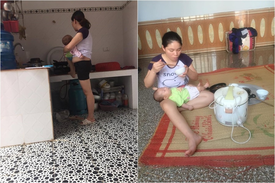 Vừa bế con vừa làm việc nhà - bức ảnh nói thay nỗi niềm của các bà mẹ có con nhỏ vua be con vua lam viec nha buc anh noi thay noi niem cua cac ba me co con nho