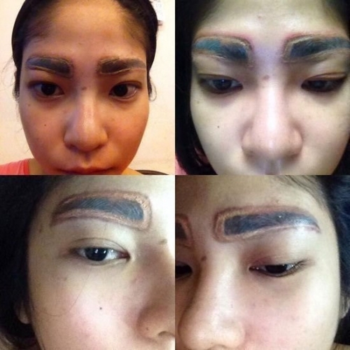 Đi xăm lông mày gặp ngay thợ cận, người phụ nữ được xăm hẳn 4 hàng di xam long may gap ngay tho can nguoi phu nu duoc xam han 4 hang