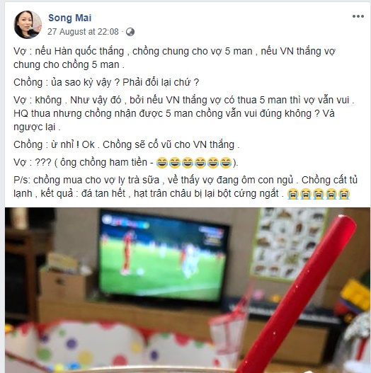anh chong han ung ho viet nam thang vi duoc vo hua cho mot trieu dong