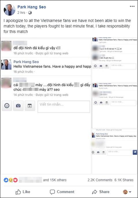 sau tran thua truoc olympic han quoc fanpage mang ten hlv park hang seo nhan hang loat chi trich khiem nha