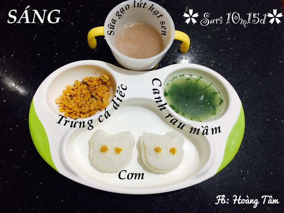 thuc don com nat an nhu nguoi lon cua em be 10 thang tuoi