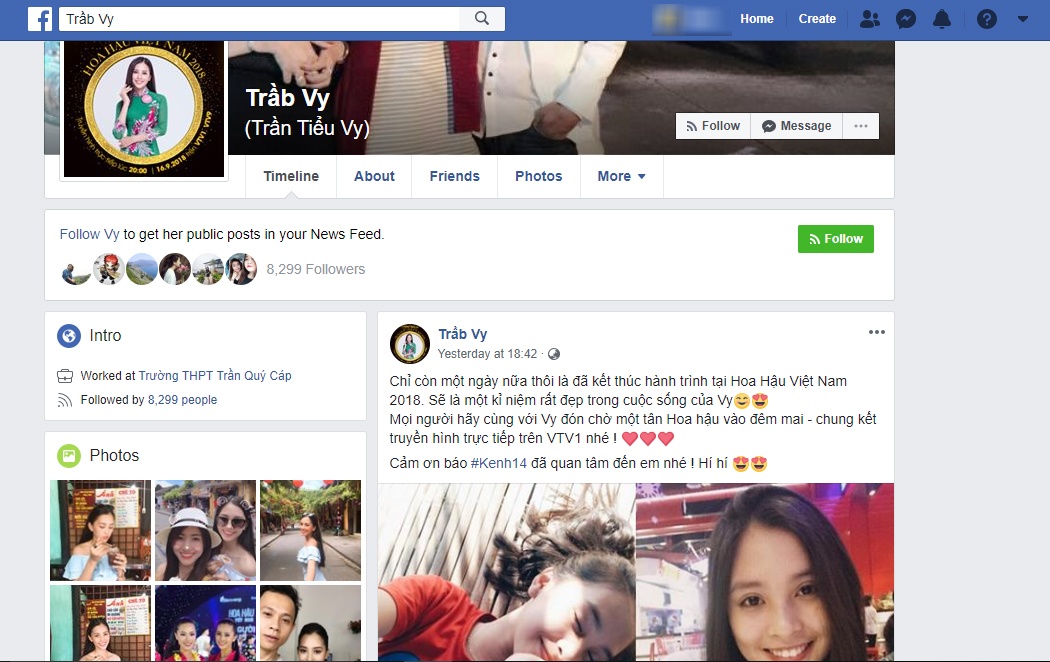 Facebook Tân Hoa hậu Trần Tiểu Vy tăng follow chóng mặt chỉ sau ít phút đăng quang facebook tan hoa hau tran tieu vy tang follow chong mat chi sau it phut dang quang
