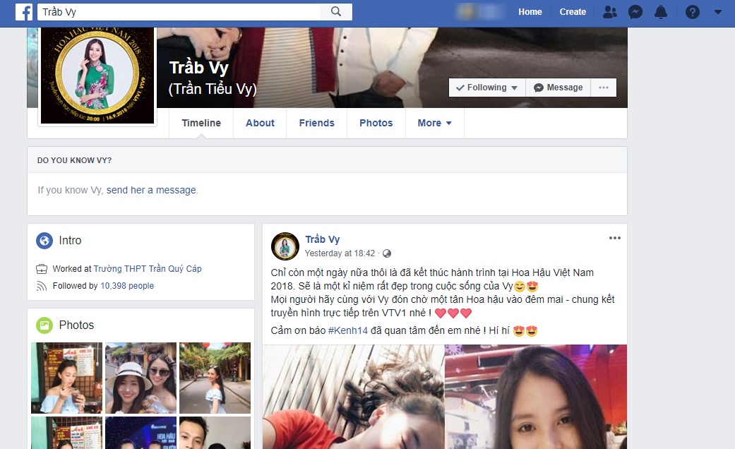 Facebook Tân Hoa hậu Trần Tiểu Vy tăng follow chóng mặt chỉ sau ít phút đăng quang facebook tan hoa hau tran tieu vy tang follow chong mat chi sau it phut dang quang