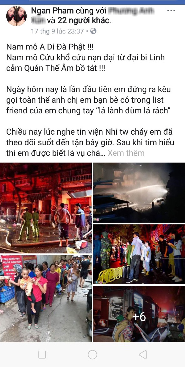 vu chay lon gan benh vien nhi trung uong cong dong mang keu goi ung ho