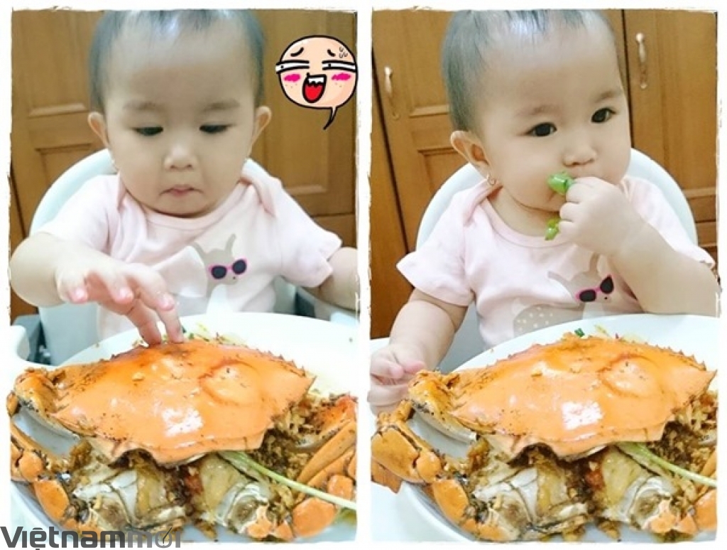 me 8x lam mon an ngo nghinh tri chung bieng an cho con