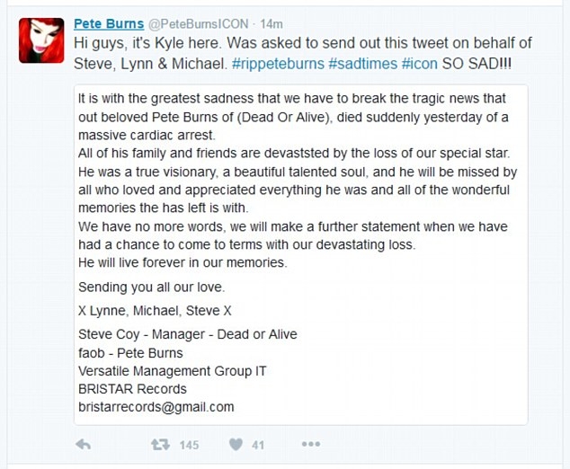 pete burns nam ca si tung 300 lan dao keo qua doi o tuoi 57