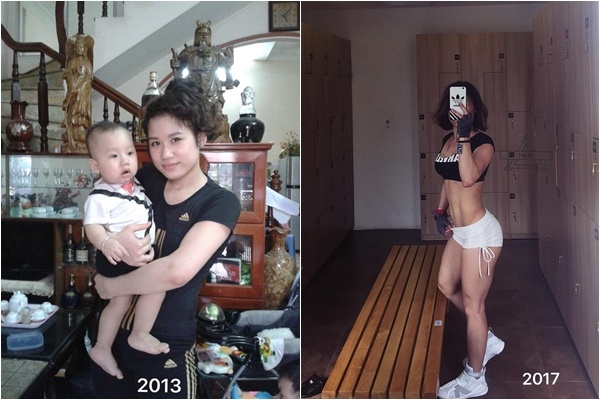 mac cam vi khong ai nhan ra minh me hai con bien hinh ngoan muc nho tap gym
