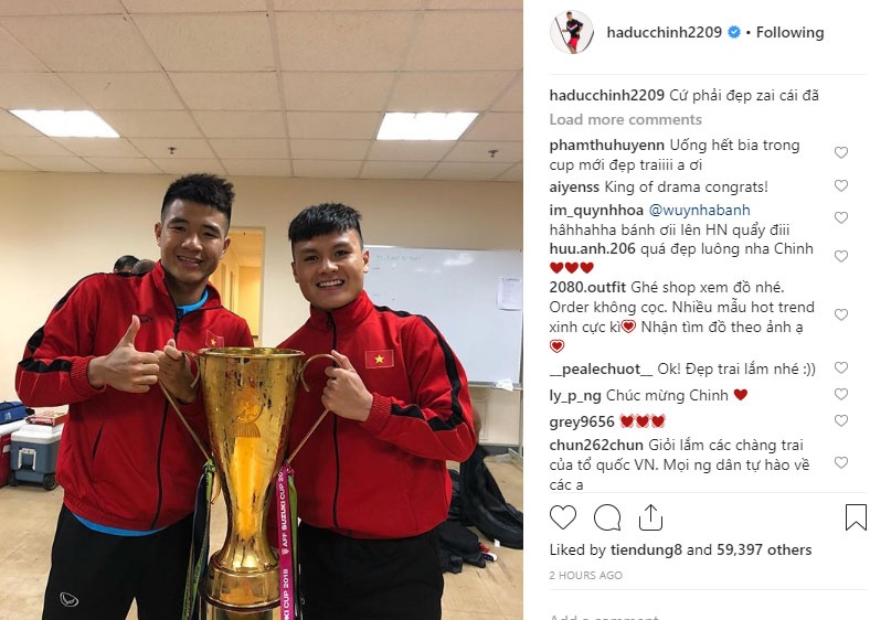 cau thu doi tuyen viet nam chia se gi tren mang xa hoi sau khi gianh chuc vo dich aff cup 2018