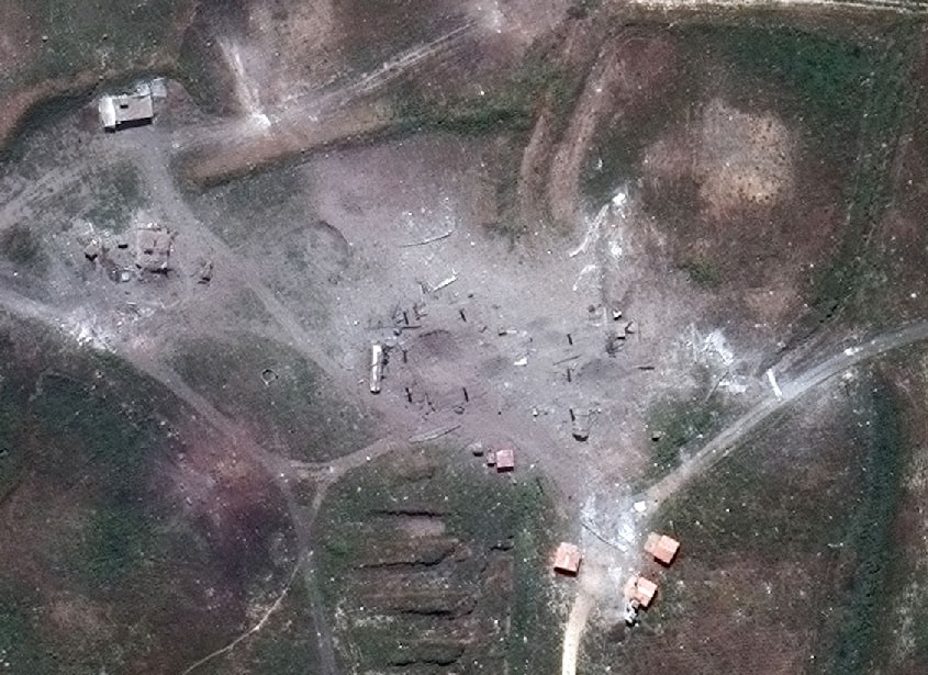 hinh anh cac muc tieu o syria truoc va sau khi bi mua ten lua cua lien quan bam nat