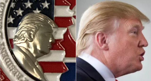 ong trump bi to tre qua dang tren tien xu ky niem