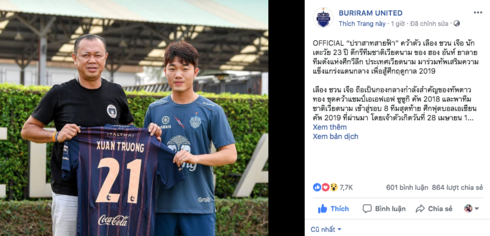 chinh thuc xuan truong gia nhap buriram united khoac ao so 21
