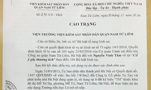 chu tich hdqt truong tieu hoc lomonoxop bi truy to ve toi co y gay thuong tich