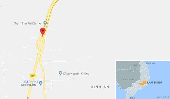 oto tong may cay tren cao toc lien khuong da lat