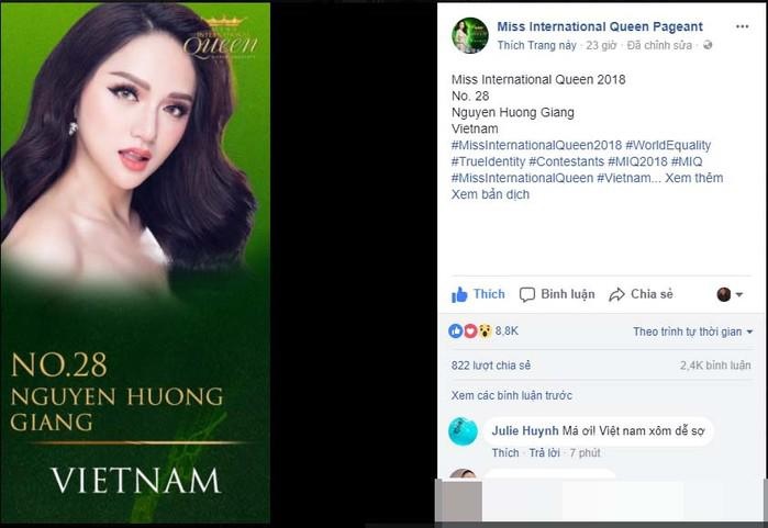 huong giang idol vuot mat hoa hau chuyen gioi thai lan tai miss international queen 2018