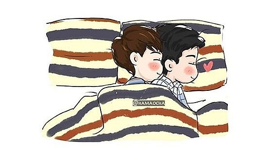 loat tranh chibi cuc de thuong ve dan sao phim dam my love by chance khien fan ngam mai khong chan