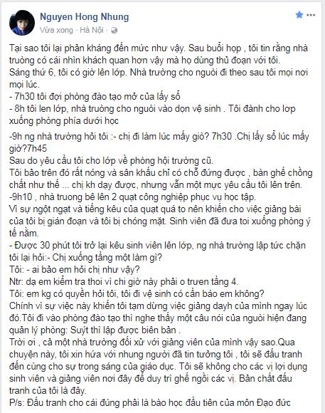 sau khi buc xuc voi nha truong viec giang day cua vo nghe si xuan bac bat ngo co thay doi