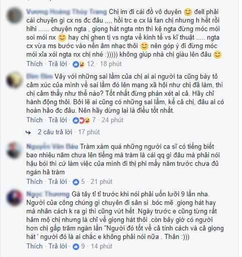 huong tram bi fans chi trich vi cho rang viet status da xeo chi pu
