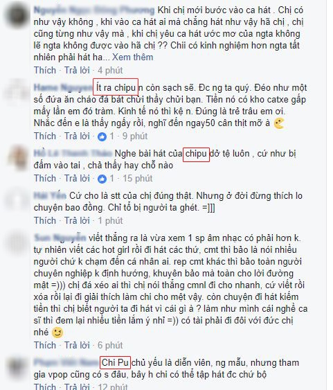 huong tram bi fans chi trich vi cho rang viet status da xeo chi pu