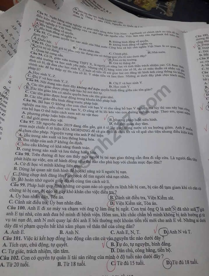 de thi thu thpt quoc gia 2019 mon giao duc cong dan so gddt bac ninh