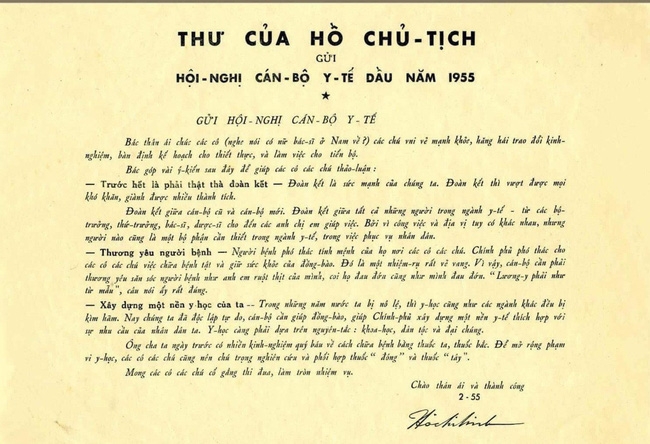 thong diep 368 chu trong thu bac ho gui can bo nganh y te cach day 63 nam