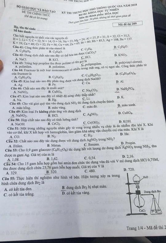 goi y dap an de thi thpt quoc gia 2018 mon hoa hoc ma de 209