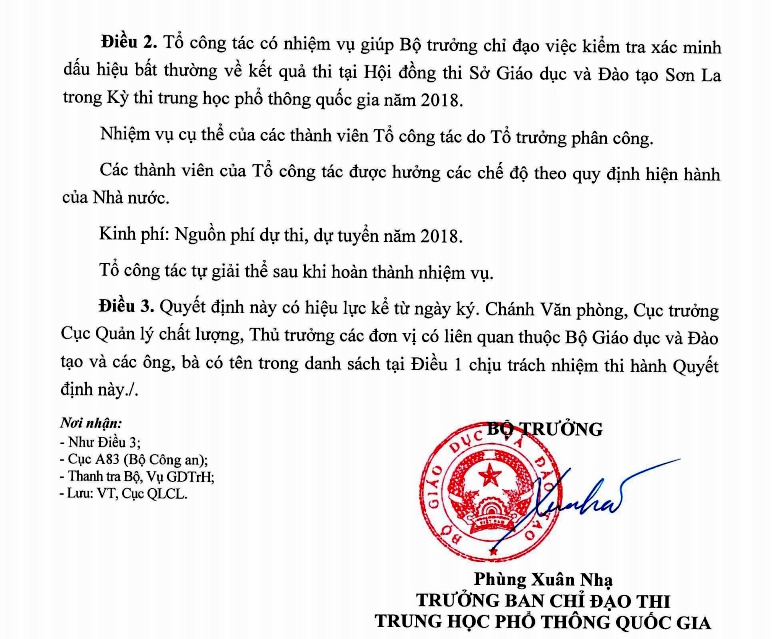 bo gddt tiep tuc xac minh mot so thi sinh co diem thi cao bat thuong o lang son