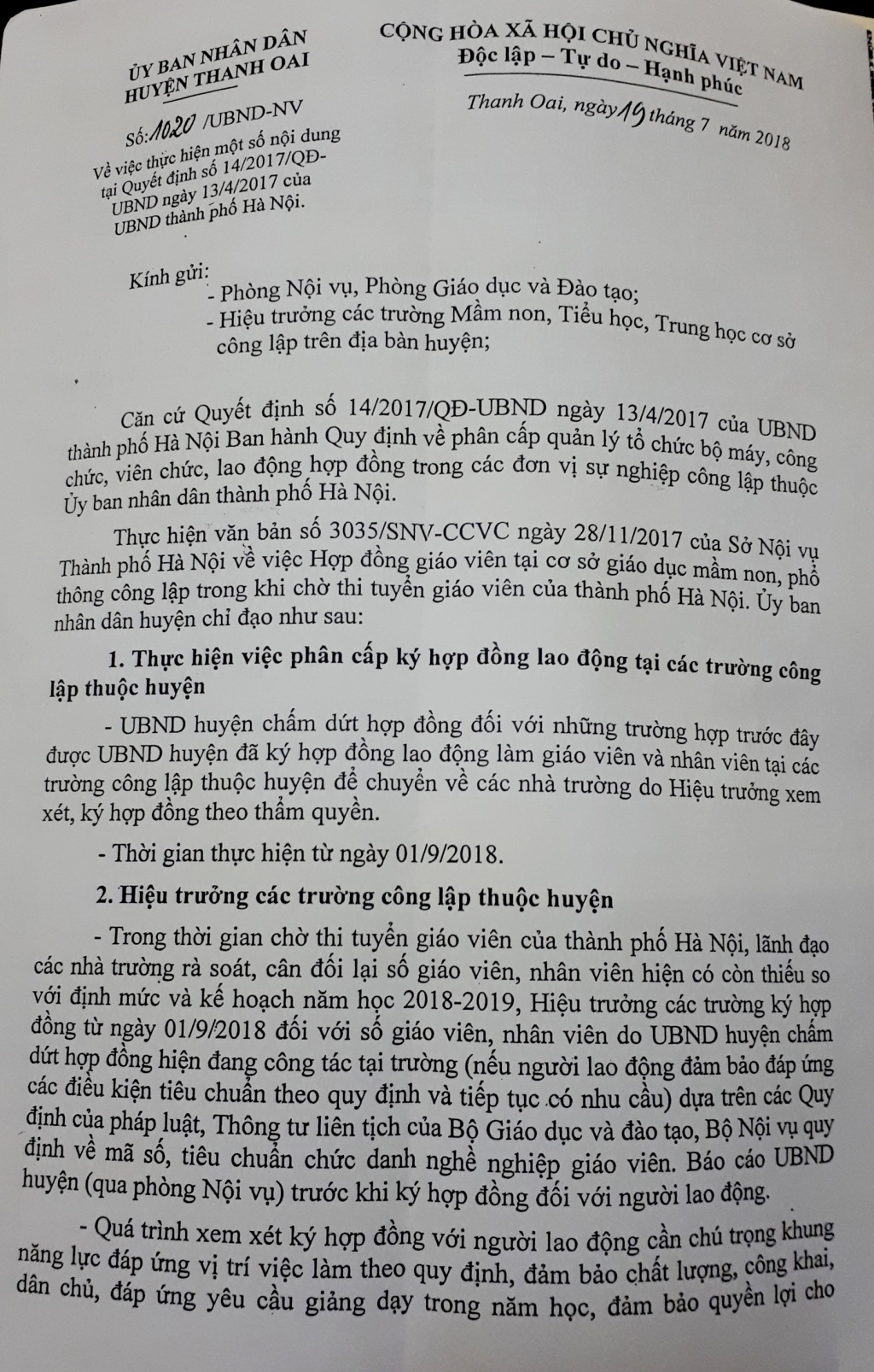 nhieu giao vien o huyen thanh oai co nguy co mat viec sau khi danh ca tuoi thanh xuan day hop dong